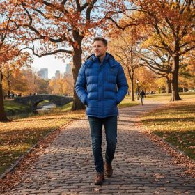 Helios The Heated Coat (Color: Navy-L, size: large)