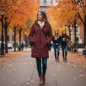 Helios The Heated Coat (Color: Burgandy-M, size: medium)